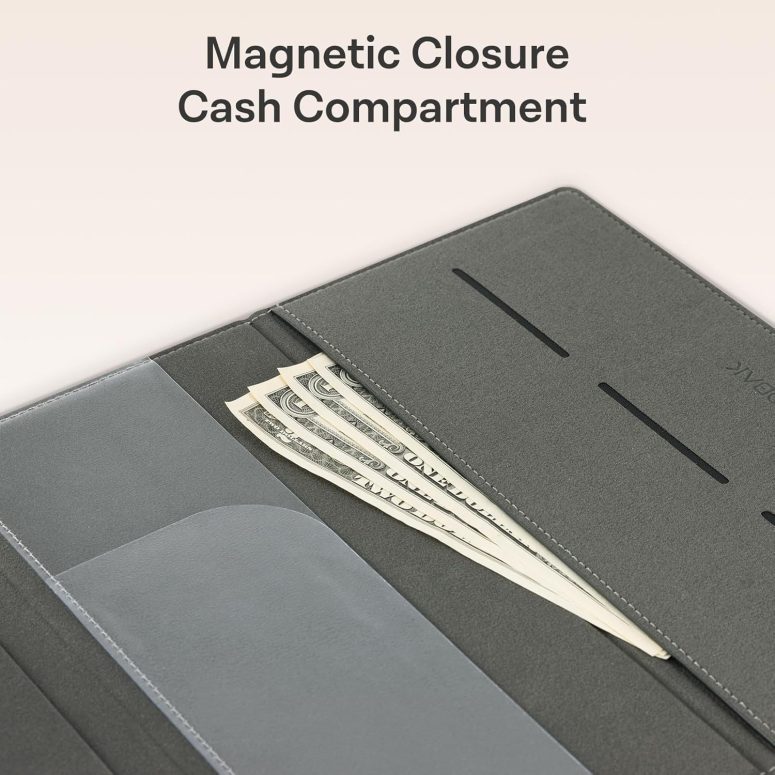 CoBak Leather Car Registration and Insurance Holder with Magnetic Compartment - Vehicle Glove Box Organizer for Driver License, Cards, Emergency Cash - Auto Truck Accessories Case, Cloth Black - Image 4