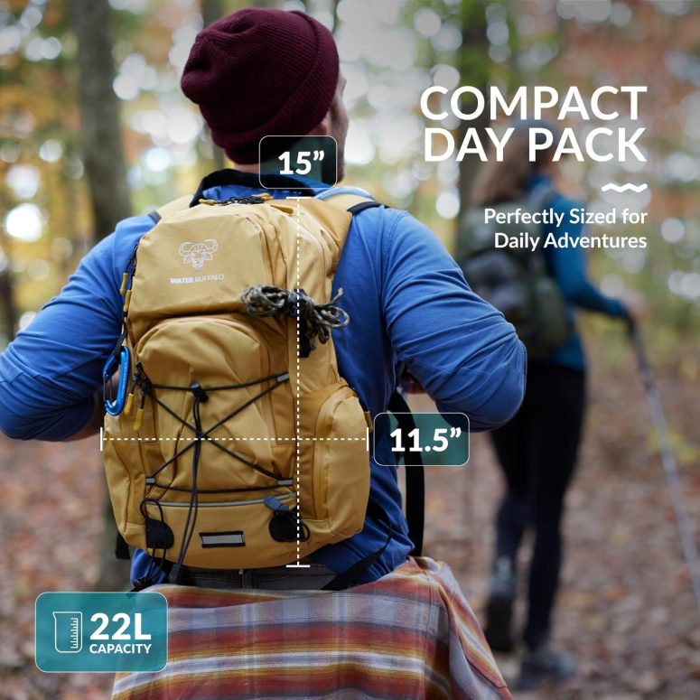 Water Buffalo Hydration Backpack - Sherpa 22L Hiking Backpack with Water Bladder - Water Backpack for Hiking with Waterproof Zippers, Phone & Pole Holders - Image 5